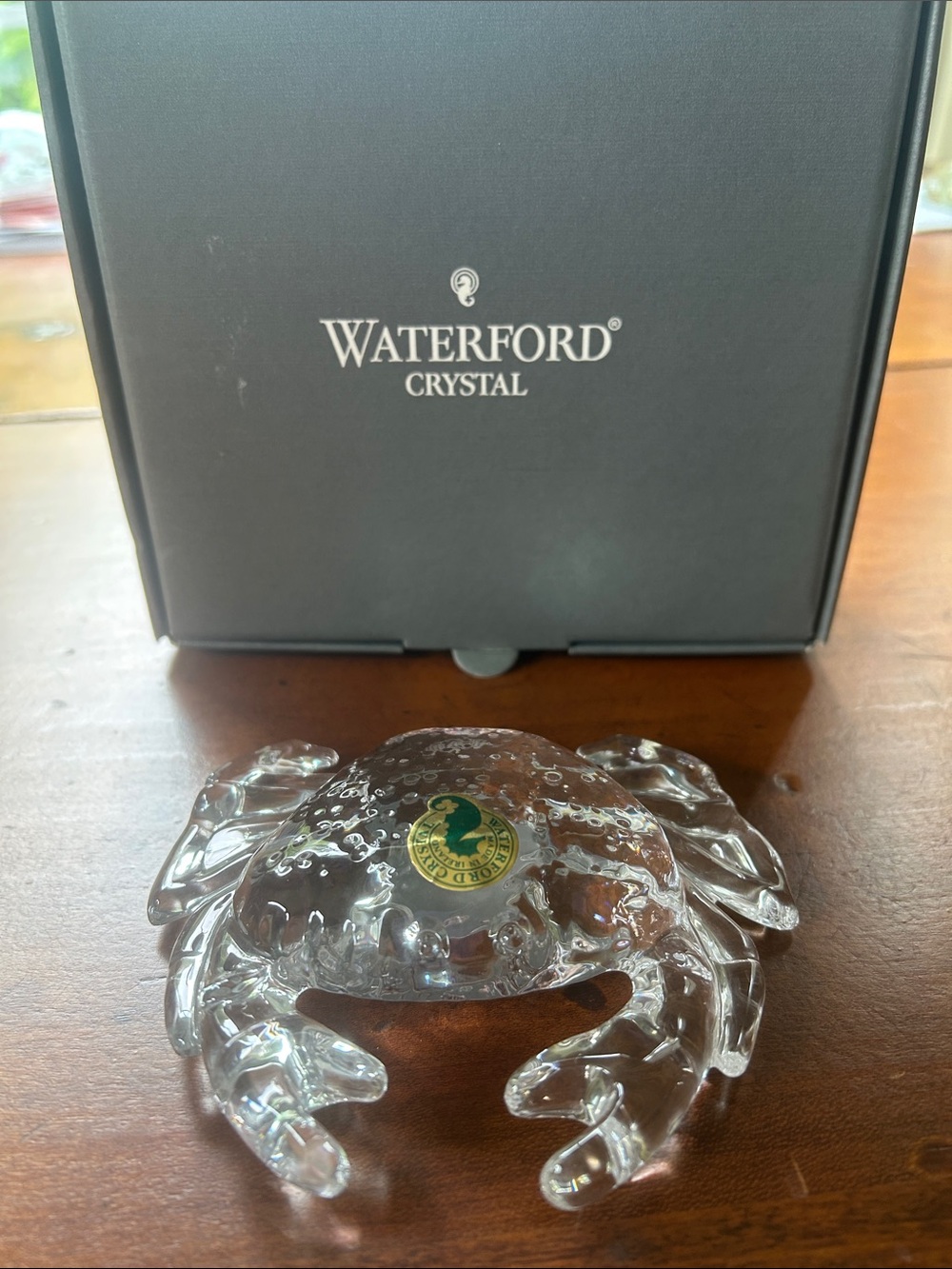 Waterford Crystal Clear Glass Crab Figurine with Original Sticker